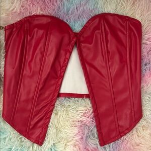 SHEIN Red Strapless Corset Top
